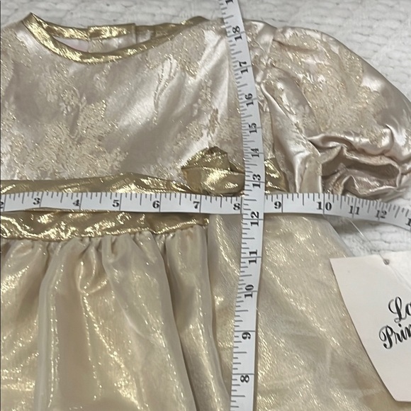 Vintage Dress Baby Toddler Girl Party Easter Gold Puff Sleeve Fancy Formal - Picture 6 of 9